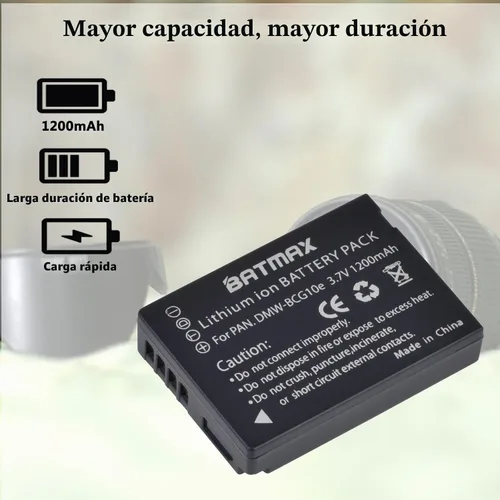 Vista 3 de Batmax Batería DMW-BCG10 + cargador USB LCD rápido para cámaras Panasonic DMW-BCG10, DMW-BCG10E, DMW-BCG10PP y Panasonic Lumix DMC-3D1, DMC-SZ8
