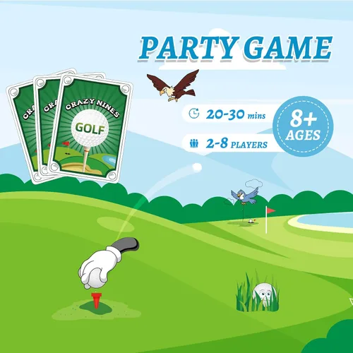 Vista 3 de Westant Crazy Nines - Juego de cartas de golf - Juegos de cartas divertidos para familiares, niños de 8 a 12 años y adultos, los juegos familiares