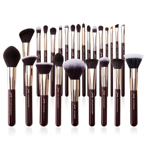 Vista 14 de Jessup Juego de 25 brochas de maquillaje profesional, base, polvo, corrector, sombra de ojos, difuminado, rubor, iluminador, brochas de cerdas
