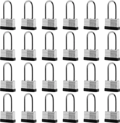 Vista 7 de SafiSwords Paquete de 3 candados de acero laminado con llaves iguales, 1-3/4 pulgadas de ancho, juego de candados largos resistentes con las mismas