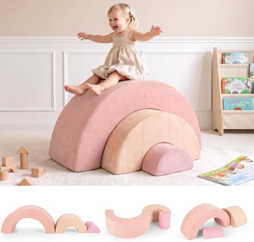 Vista 11 de INFANS Juguetes de escalada para niños pequeños, juego de 6 piezas de bloques de espuma suave para trepar y gatear con estructura de actividad