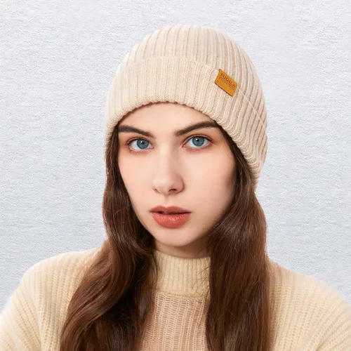 Vista 5 de FUQILA Gorro de punto 100% lana merina, unisex, cálido, suave, transpirable y acogedor, elástico