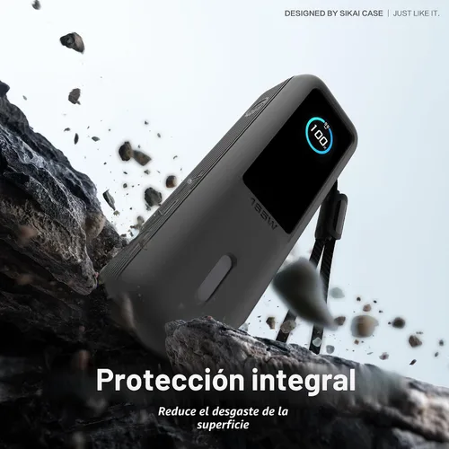 Vista 8 de Estuche de silicona para batería externa Anker Laptop (25,000mAh 165W) con orificio para tuerca de 1/4", almacenamiento para tarjeta SD/SIM Negro