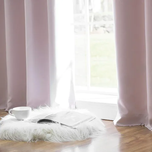 Vista 4 de Best Home Fashion Cortinas opacas con aislamiento térmico, ojales de acero inoxidable y níquel, color rosa bebé, 52 pulgadas de ancho x 63 pulgadas