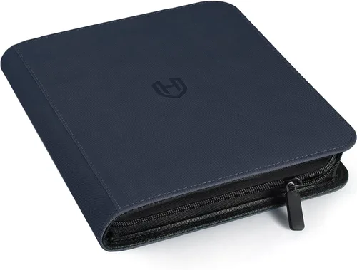 Vista 21 de Carpeta de tarjetas de 4 bolsillos con cremallera, 288 bolsillos para tarjetas comerciales Premium PU Cover, Side Loading, Ringless Card Binder