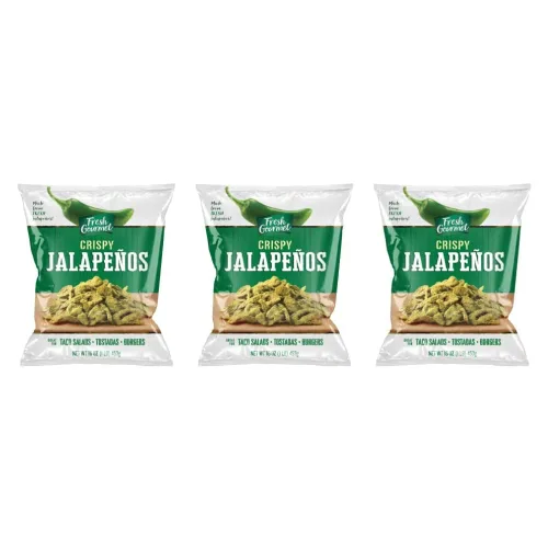 Vista 2 de Fresh Gourmet Jalapeños crujientes ligeramente salados 16 onzas, paquete de 1 bajo en carbohidratos aperitivo crujiente y decoración