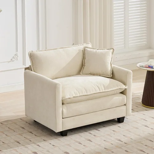 Vista 244 de Sofá seccional modular verde de 111.5", sofás seccionales grandes de 3 plazas para sala de estar, sofá nube oversized de tela chenille con otomana