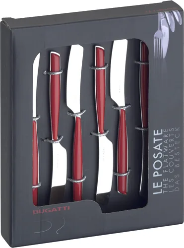 Vista 4 de BUGATTI - Juego de 6 piezas de papel plano. Cuchillo de mantequilla "Glamour", color naranja