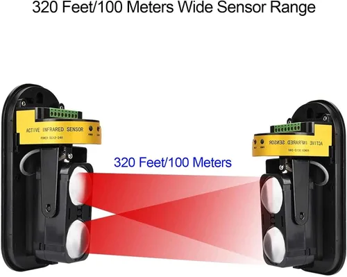 Vista 4 de Alarma de sirena industrial con sensor infrarrojo de haz invisible impermeable de 328.1 ft, 120 dB, volumen de tono ajustable, kit de alarma