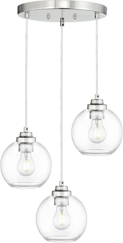 Vista 26 de PL101BG - Lámpara colgante dorada de 7 pulgadas, vidrio globo transparente, PL101BG Dorado (Gold 1)