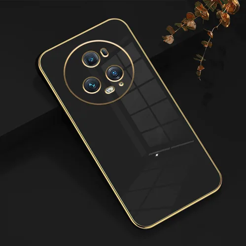 Vista 2 de Compatible con Honor Magic 5 Pro Funda de silicona rosa, chapado Honor Magic 5 Pro, funda delgada y suave a prueba de golpes (negro)