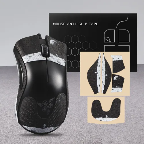 Vista 2 de immoenuc Cinta adhesiva de agarre para mouse Razer DeathAdder Essential Mouse antideslizante, autoadhesiva, precortada, resistente al sudor