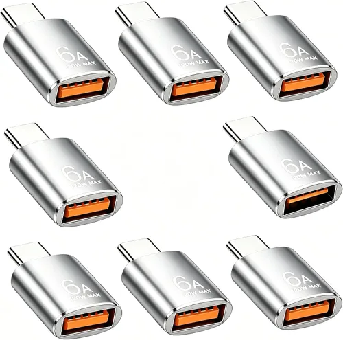 Vista 14 de BOMIE Adaptador USB C a USB, paquete de 10 unidades, 6A 120 W, carga rápida, transferencia de datos de 10 Gbps, USB C macho a USB 3.2 hembra OTG