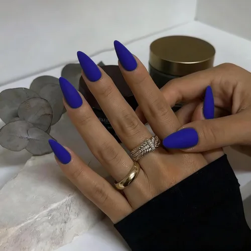Vista 18 de 48 piezas de uñas postizas a presión color burdeos, uñas falsas en forma de almendra, pegamento para uñas, uñas de longitud media