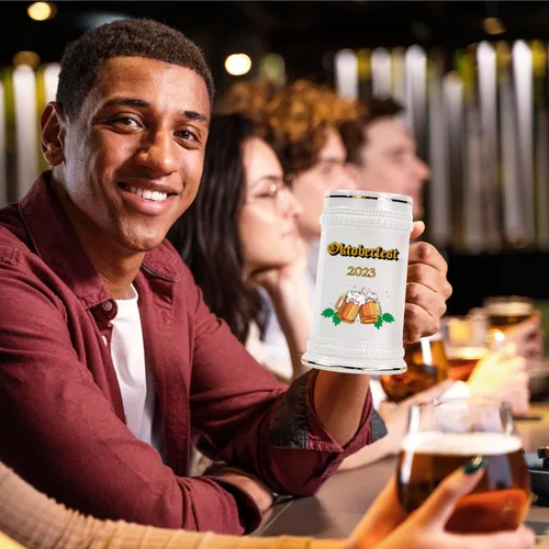 Vista 3 de Oktoberfest - Taza de cerveza para el Oktoberfest, taza de cerámica para el Oktoberfest 2023