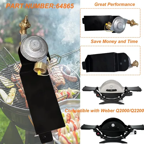 Vista 5 de 64865 Regulador de válvula de parrilla de gas compatible con Weber Q2000 Q2200 Series 53060001, 54060001, 54060301, 396002, 566001, 566002, parrilla