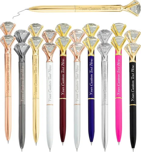 Vista 43 de Bolígrafos personalizados de diamantes personalizados con nombre a granel de metal de cristal grabado, bolígrafos divertidos brillantes a granel