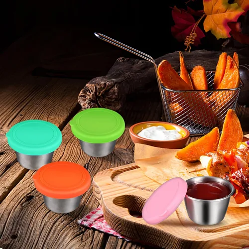 Vista 9 de Tapas de silicona para fundas de almacenamiento de alimentos, paquete de 4 tapas redondas reutilizables de silicona resistentes a derrames