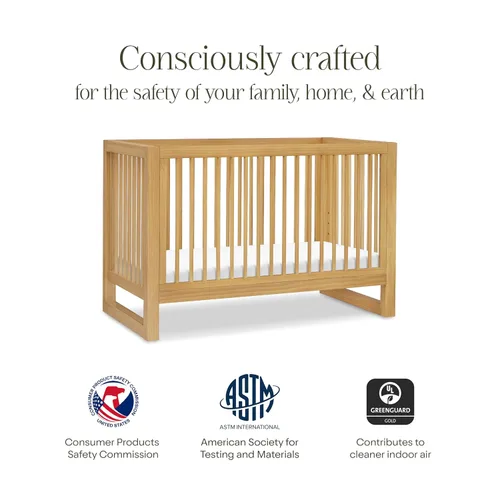 Vista 8 de NAMESAKE Nantucket - Cuna convertible 3 en 1 con kit de conversión de cama para niños pequeños en miel, certificado Greenguard Gold