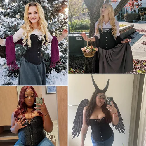 Vista 5 de SHAPERX Womens Steampunk Gothic Steel Boned Underbust Waist Training Corsets