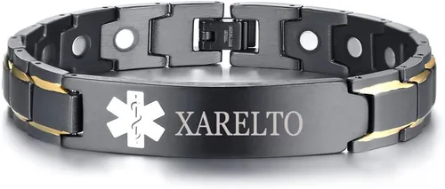 Vista 43 de XUANPAI Pulseras de alerta médica para hombres y mujeres con grabado gratuito ajustable de acero inoxidable para emergencias médicas