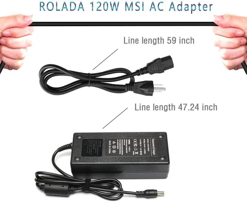 Vista 3 de Cargador para portátil de 120 W compatible con MSI CX62 GE60 GE60K GE62 GE70 GE70K GE72 GP60 GP70 GP72 GS60 GS70; MS-16GA Stealth MS-1756 MS-1757