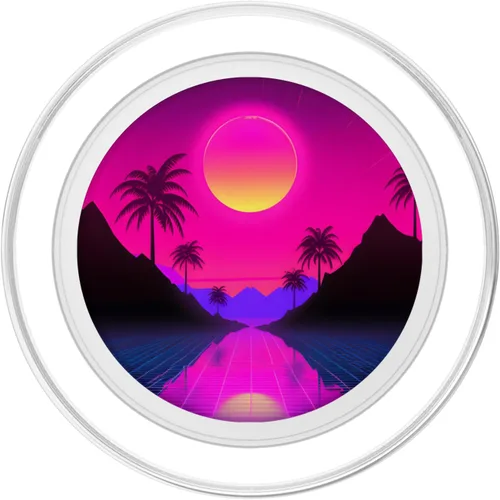 Vista 2 de Retrowave 80s Synthwave Vaporwave PopSockets MagSafe PopGrip for iPhone