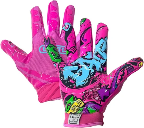 Vista 11 de Battle Sports - Guantes de fútbol americano para receptor abierto con dorso de mano, ultraadherentes y con agarre, antideslizantes, para adultos