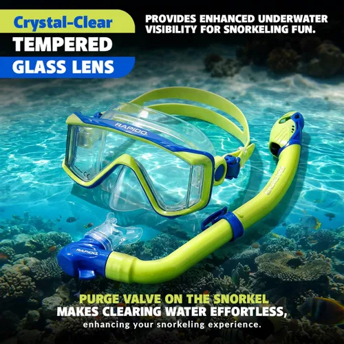 Vista 6 de Phantom Aquatics Rapido Clareza Junior Mask and Snorkel Combo