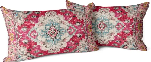 Vista 17 de Snycler Fundas de Almohada Decorativas Bohemias 16x16 pulgadas Juego de 2 Patrón de Alfombra Bohemia de Doble Cara Algodón Suave Funda de Cojín