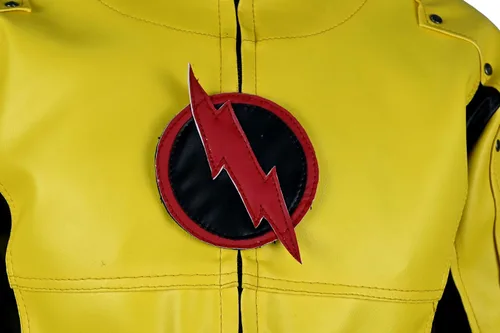 Vista 4 de Bellevear Flash - Chaqueta de piel sintética para hombre, color amarillo y negro