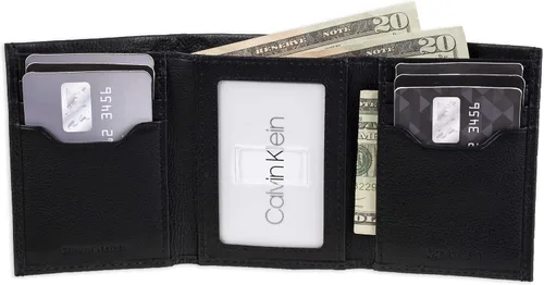 Vista 4 de Conjunto de billetera de tres compartimentos y llavero de cuero de Calvin Klein para hombres