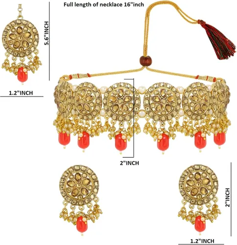 Vista 2 de Efulgenz - Gargantilla de diamantes de imitación para boda, estilo indio de bollywood