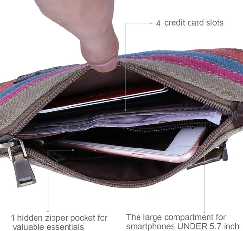 Vista 2 de Lecxci estuche de lona para Smartphone, cartera para iPhone 66S Plus77Plus, para mujer.