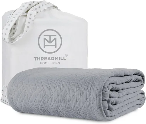 Vista 13 de Threadmill Mantas de algodón de lujo para cama de tamaño Queen Manta de tamaño Queen 100% algodón para todas las estaciones Aster Jacquard