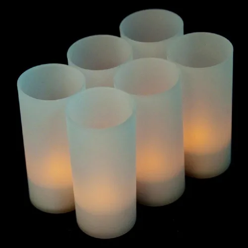 Vista 5 de CD-RC-6ST-A - Velas eléctricas LED recargables, sin llama, parpadeantes, juego de 6, color ámbar