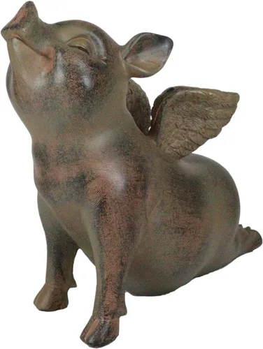 Vista 3 de Ebros Peaceful Zen Yoga Flying Pig Cerdo Cielo de Cerdo Estatua Rústica Country Piggy Piglet Cerdo Porcino Jardín de Hadas Figura Coleccionable