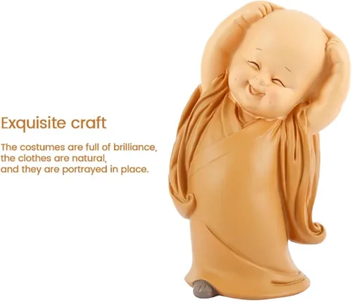Vista 7 de Figura de monje para decoración del hogar, estatua de Buda, figura de monje zen, bonito adorno de resina, mobiliario decorativo, arte chino