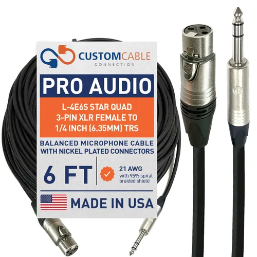 Vista 10 de Custom Cable Connection Canare L-4E6S Star Quad XLR macho de 3 pines XLR macho a 1/4" (6.35mm) TRS cable de micrófono/audio equilibrado