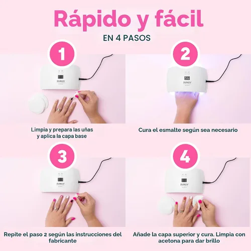 Vista 8 de SUNUV Lámpara UV para uñas, secador para esmalte de gel con sensor, 2 temporizadores y pantalla, SUN9X Plus, lámpara de uñas UV rosa