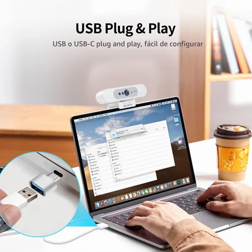 Vista 7 de TOALLIN Cámara web 4K para PC, cámara compatible con Windows Hola