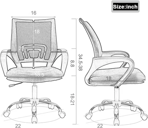 Vista 3 de Silla de oficina barata, silla ergonómica de escritorio para computadora con ruedas, reposabrazos y soporte para la espalda, respaldo medio, silla