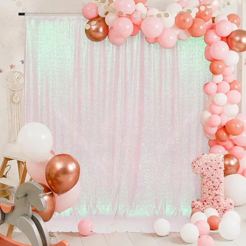 Vista 50 de PartyDelight Cortinas de Fondo de Lentejuelas 2 Paneles Negro 5 Pies x 10 Pies Telón de Fondo para Fotografía Cortina de Boda Eventos Especiales