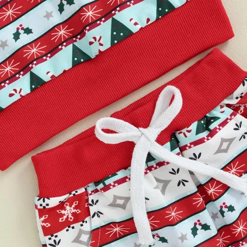 Vista 5 de Madjtlqy Sudadera de manga larga con estampado de letras y pantalones elásticos, ropa de Navidad para bebé