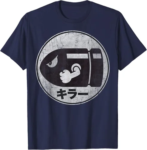 Vista 52 de Super Mario Camiseta con logotipo de Bullet Bill Distressed en Kanji