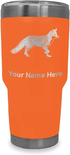 Vista 14 de LaserGram Vaso aislado al vacío de 20 onzas, zorro, grabado personalizado incluido (negro)