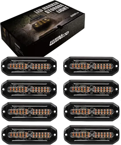 Vista 7 de WINECO Luces estroboscópicas LED ámbar para camiones, 8 piezas, 12 luces LED estroboscópicas intermitentes de montaje en superficie, kit de luces