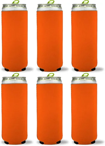 Vista 12 de Kropsis Fundas plegables para enfriar latas delgadas de 12 onzas, tela en blanco, espuma de buceo (negro, 6)