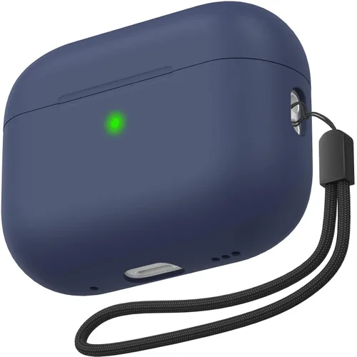 Vista 9 de NIUTRENDZ Funda para AirPods Pro 2 2022, funda protectora delgada de silicona que absorbe los golpes con cordón [LED frontal visible] (beige)