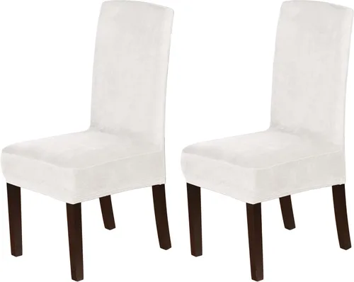 Vista 30 de Fundas elásticas de terciopelo para sillas de comedor, suaves, extraíbles y de comedor, color negro, 2